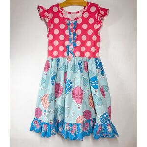 Eleanor Rose Hot Air Balloon Dress Girls Size 8/10 Ruffle Button Detail Twirl